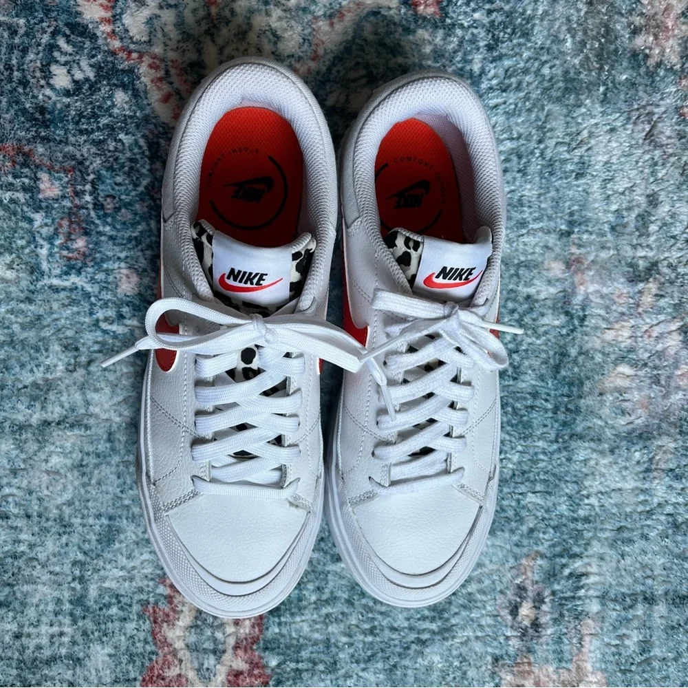 Nike Court Legacy Lift Women's Shoes - White Leopard Orange Swoosh 7.5 - Picture 4 of 8